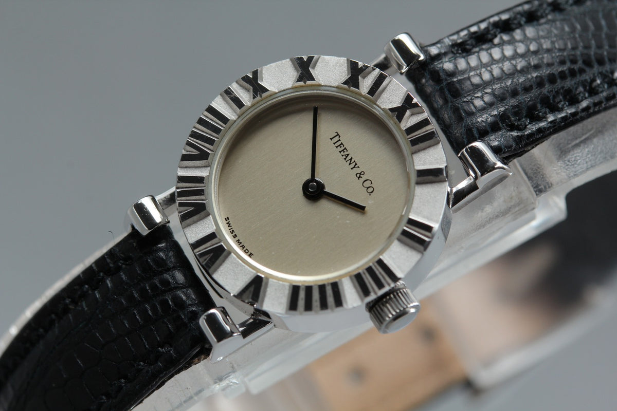 TIFFANY & Co. Atlas Mini S0640 Silver Dial Black 19mm Women's Quartz Watch