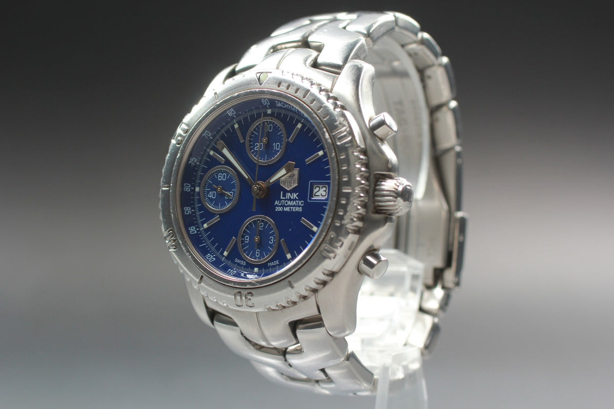 TAG Heuer Professional CT2110 Chronograph Blue Automat Men's Watch 41mm JAPAN