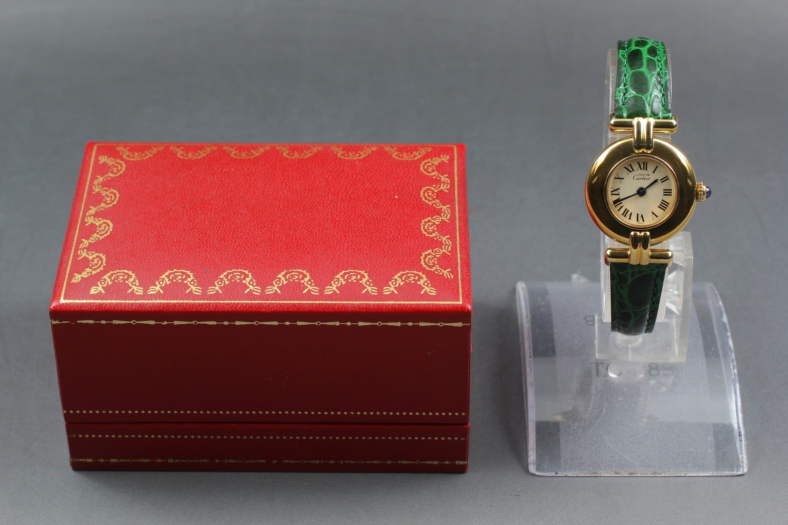 Vintage [Exc+5 Box] Cartier Must Colisee Vermeil 590002 Green Women's Qz Watch