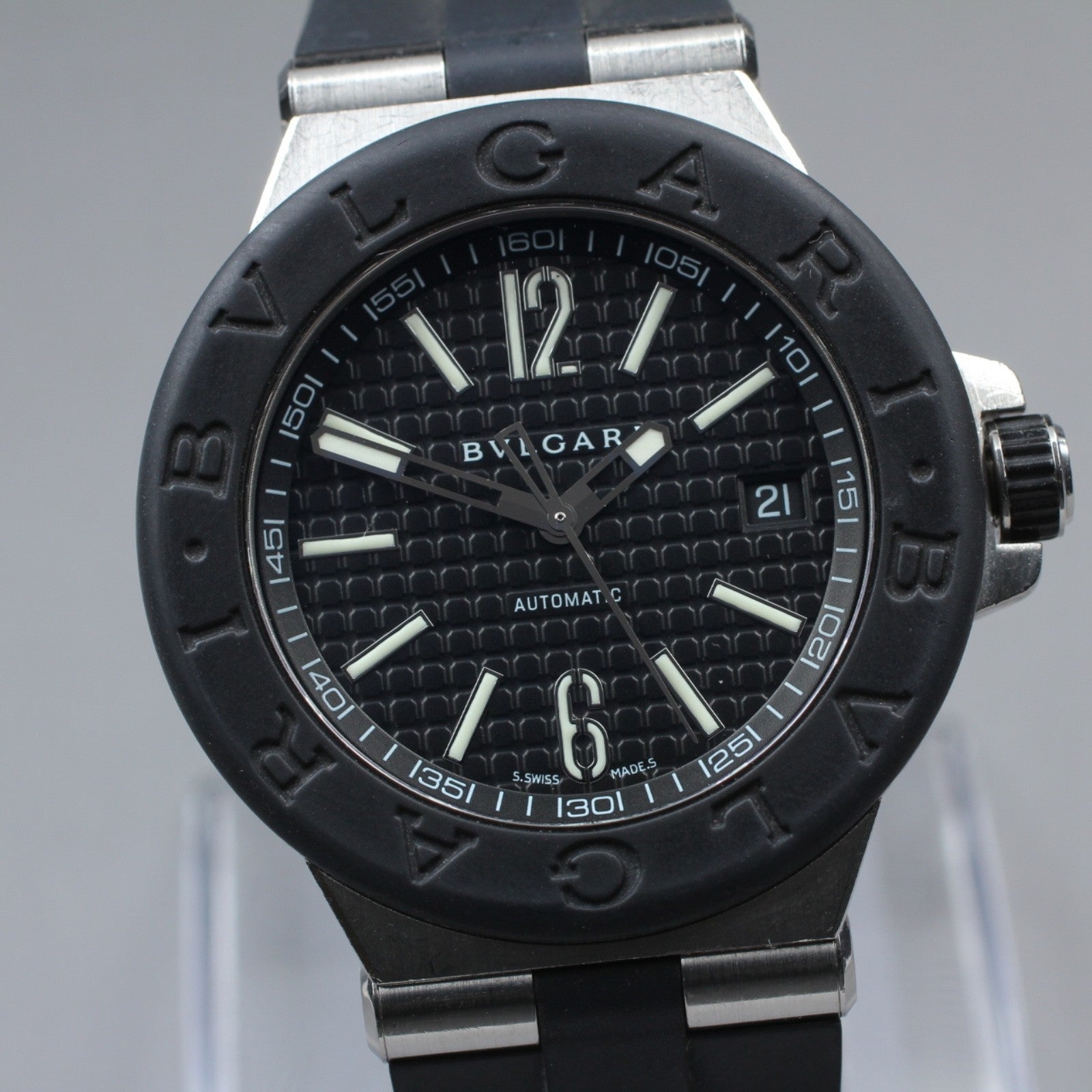 [Exc+5]Box BVLGARI Diagona DG40SV Automatic Black Dial Boy's Watch 40mm JAPAN
