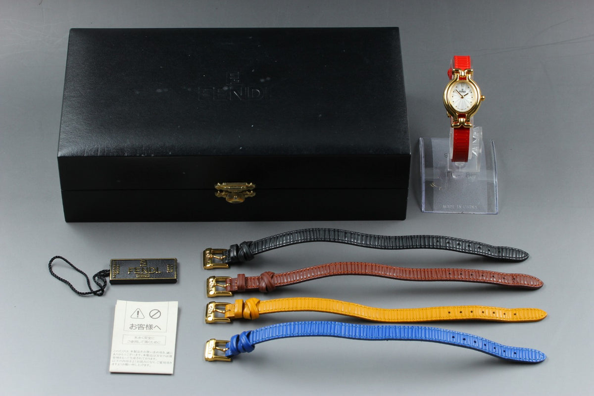 FENDI 640L Chameleon 5 Colors Belt Gold Women's Quartz Watch Vintage [Box]