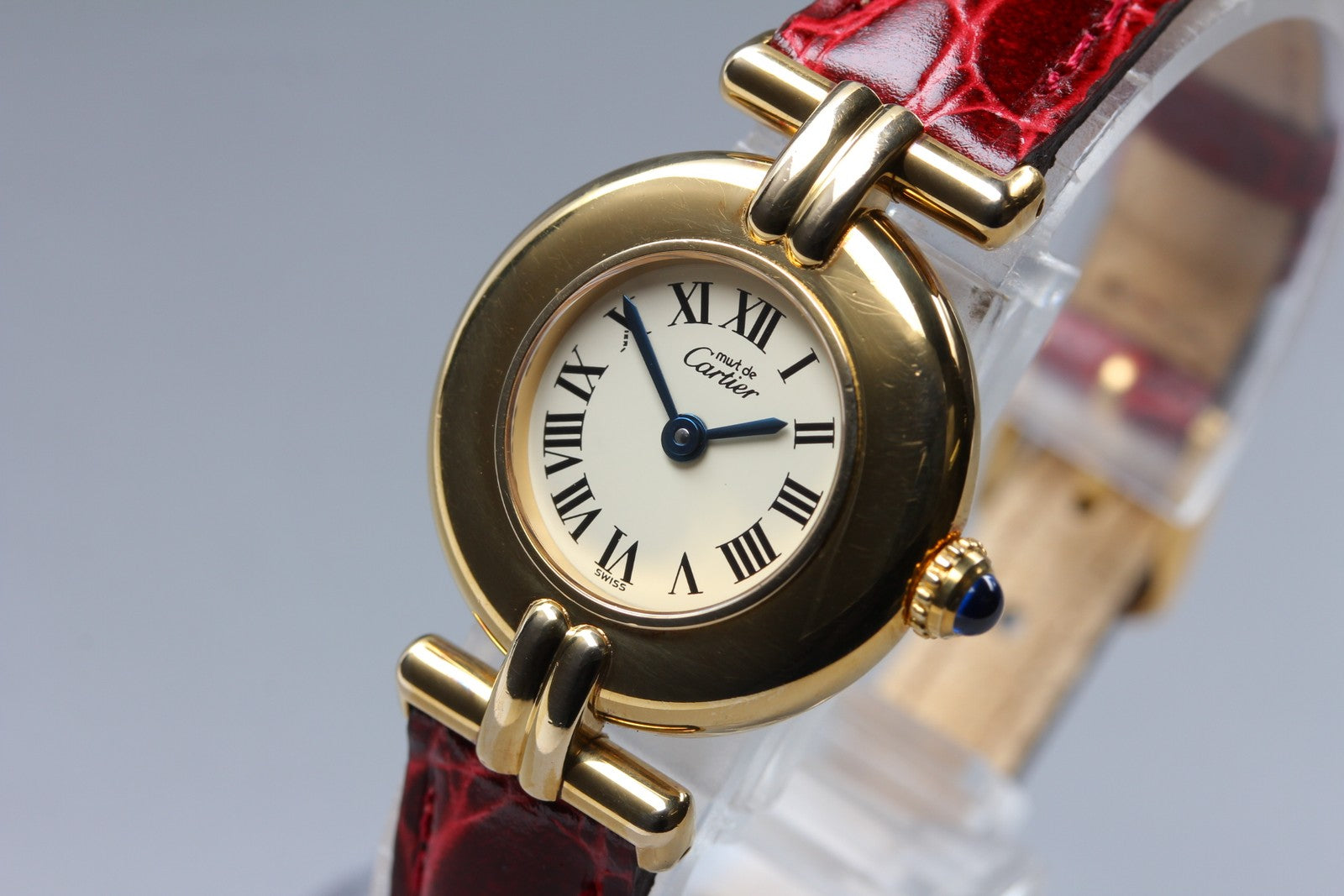 Vintage [Exc+5 Box] Cartier Must Colisee Vermeil 590002 Red Women's Quartz Watch