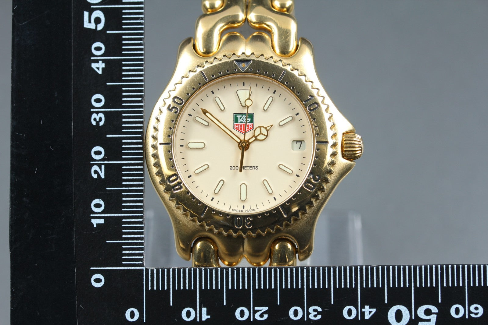Vintage TAG Heuer S/el S94.706M Date 37mm Gold Cream Dial Men's Quartz Watch
