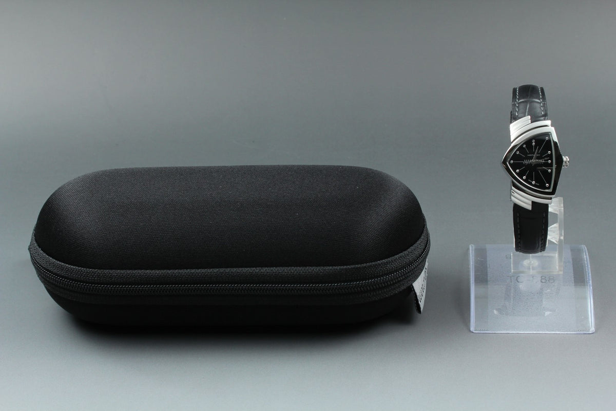 [Exc+5] New Batt HAMILTON Ventura H242112 Quartz Black Women's Watch 24mm JAPAN
