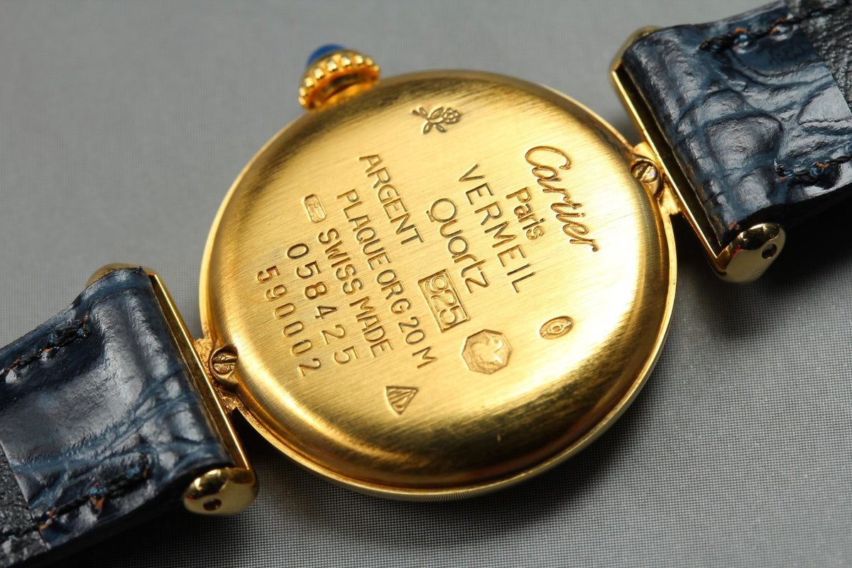 Cartier Must Colisee Vermeil 590002 Blue Gold Women's Quartz Watch Vintage [Box]