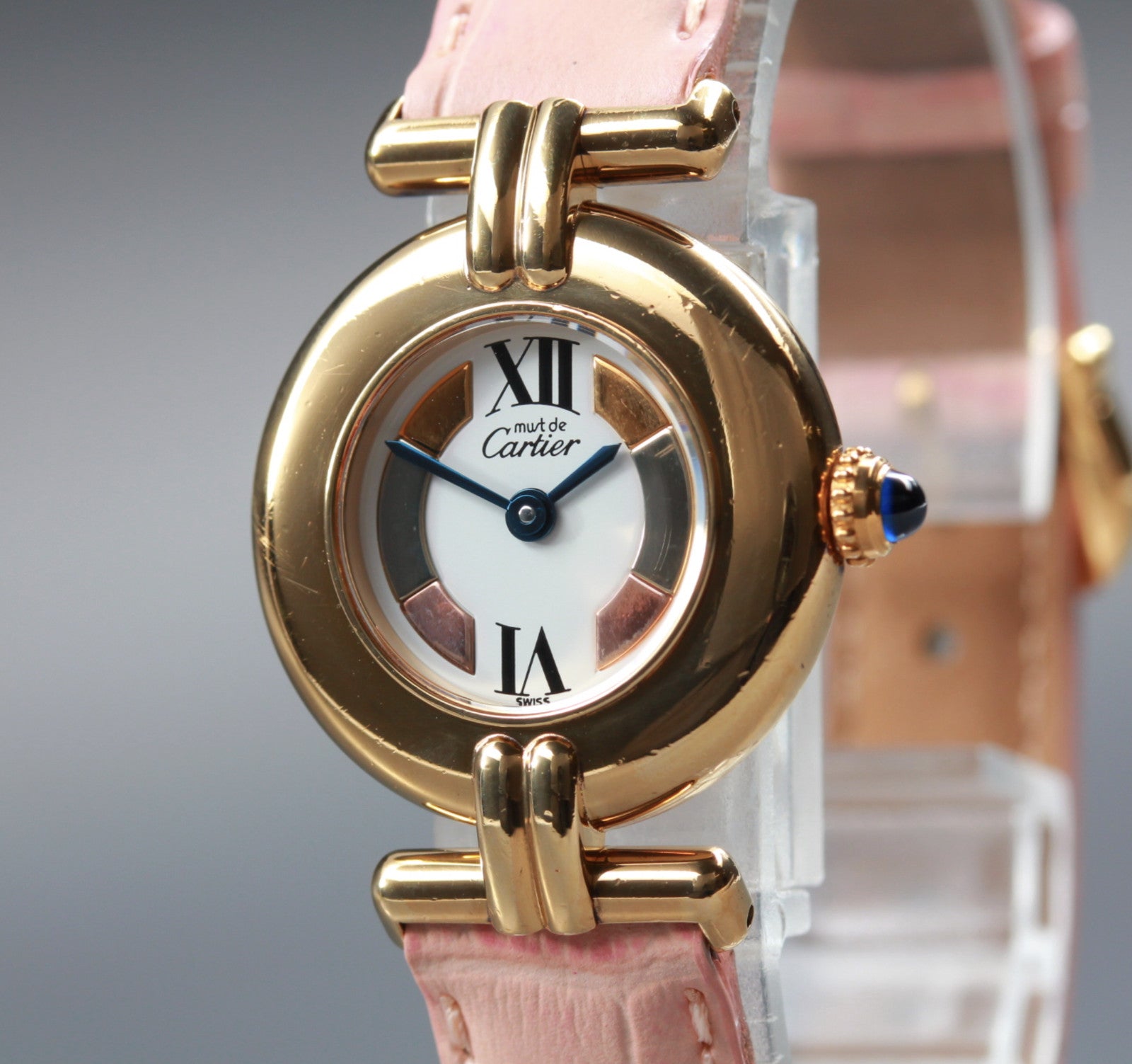 Vintage [Exc+5] Cartier Must Colisee Vermeil 590002 Gold Pink Women's Qz Watch