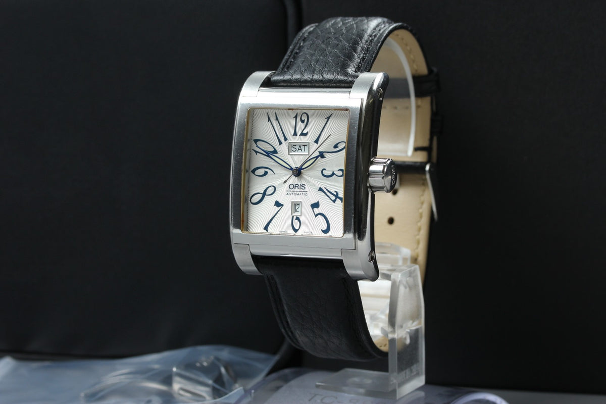 ORIS Miles Rectangular 7528 Day Date Silver Black 33mm Automatic Men's Watch