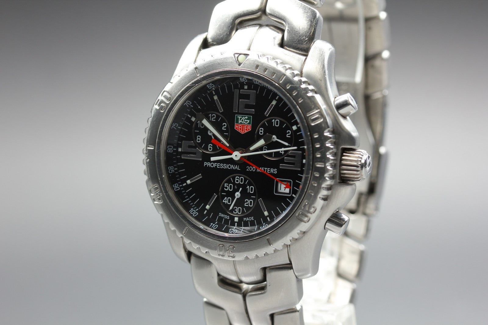 TAG HEUER Link CT1111 Quartz Chronograph Black Men's Watch 40mm JAPAN Box
