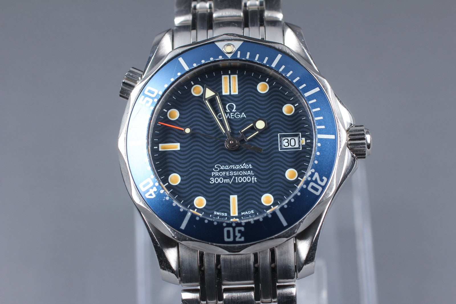[Exc+5 Box] OMEGA Seamaster 2561.80 300M Date Blue 36mm Men's Quartz Watch