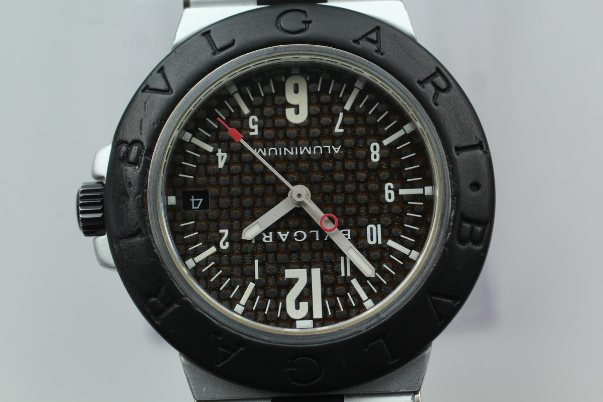 overhauled BVLGARI Aluminum AL38TA Black Men's Automatic Watch 38mm JAPAN Box