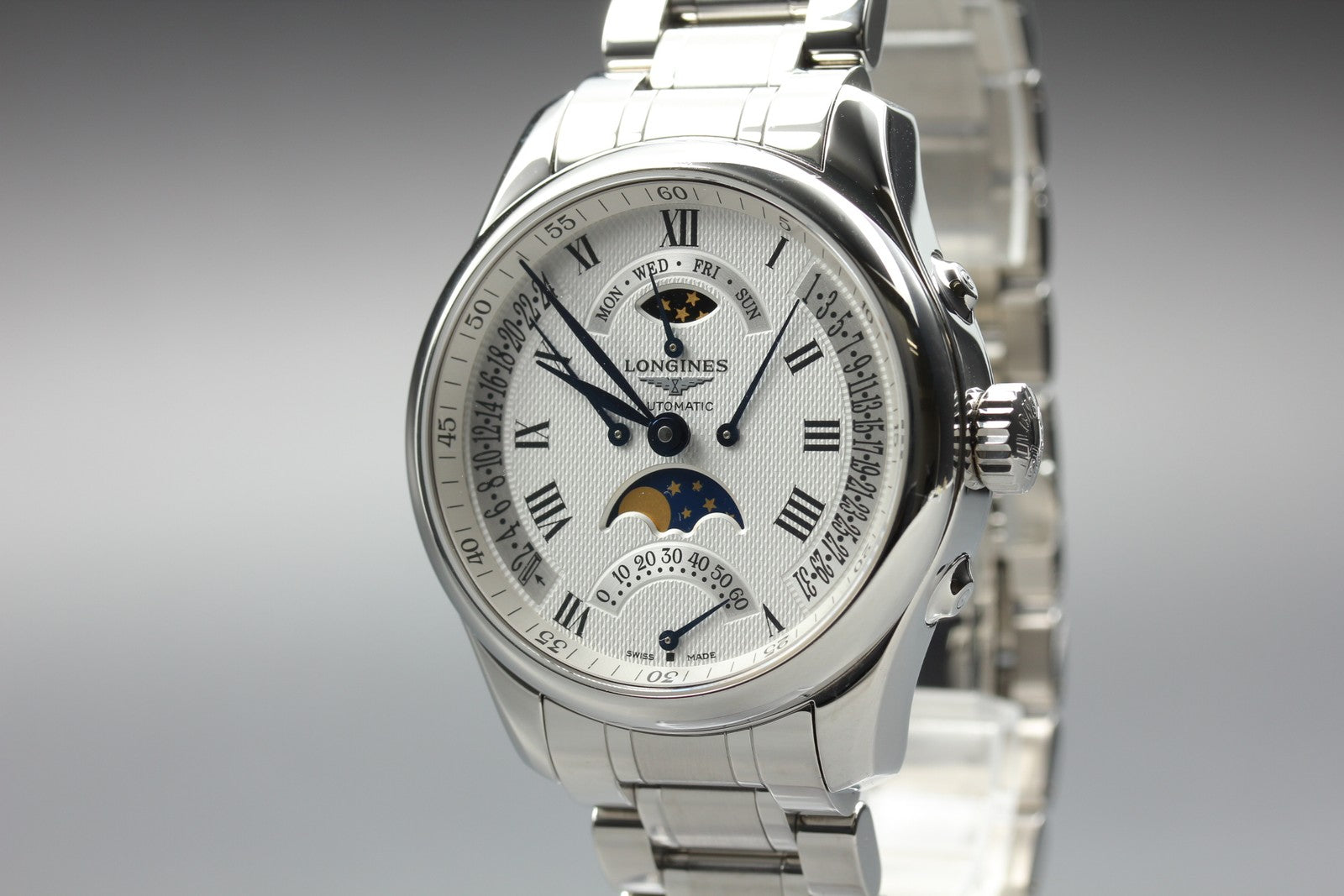 Polished Longines Master Collection Retrograde Moonphase L2.738.4 AT Men's Watch