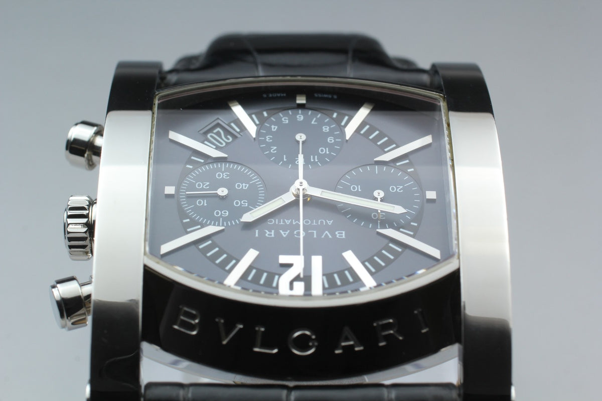 [Exc+5] BVLGARI Assioma AA48SCH Chronograph Black 38mm Automatic Men's Watch
