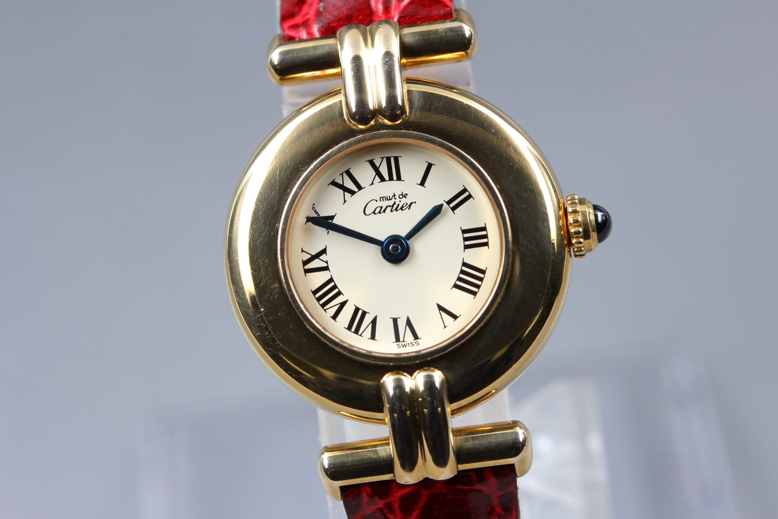 Vintage [Exc+5 Box] Cartier Must Colisee Vermeil 590002 Red Women's Quartz Watch