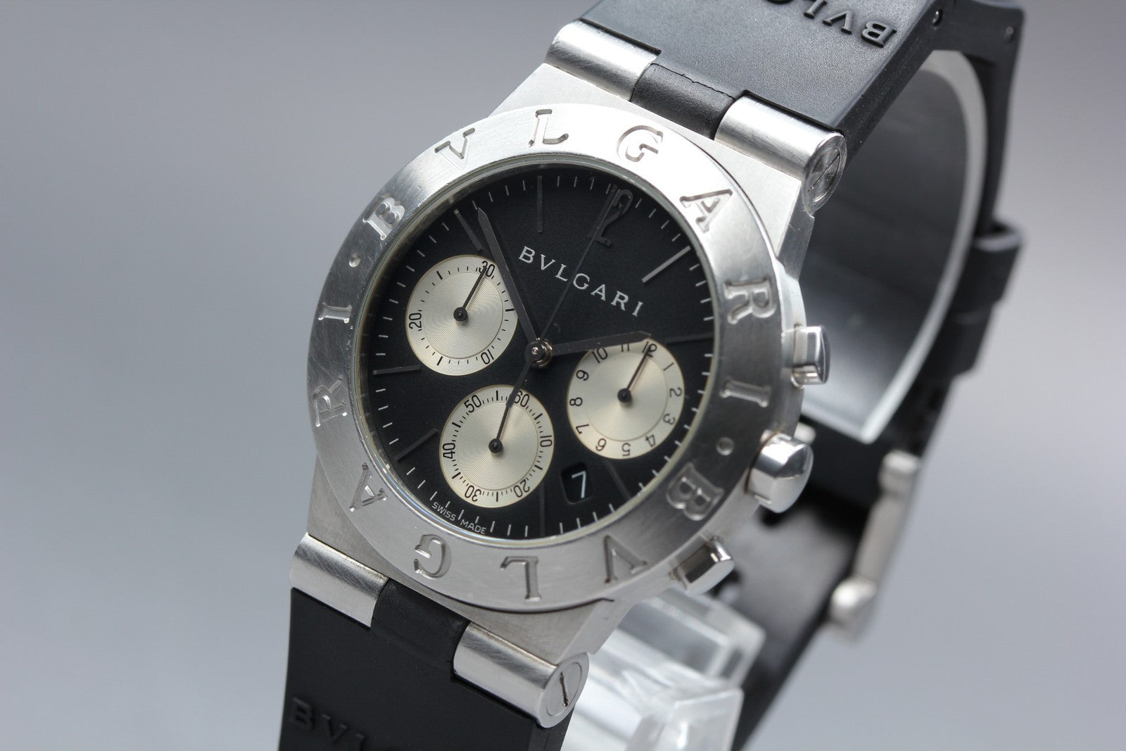 New Batt BVLGARI Diagono Sports CH35S Quartz Black Men's Watch 36mm JAPAN Box