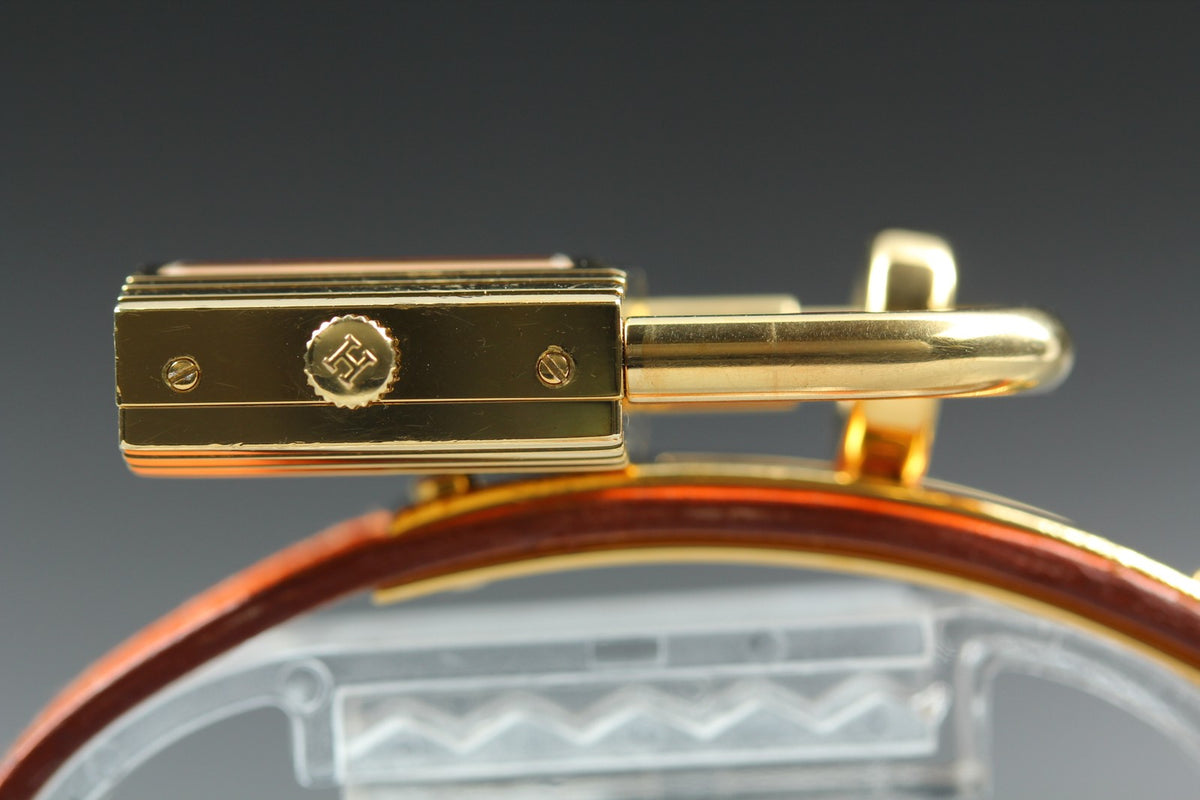 [Overhauled /Box] HERMES Kelly Watch Orange Dial Gold "A" Woman's Watch Quartz