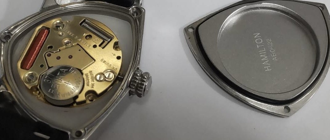 [Exc+5] New Batt HAMILTON Ventura H242112 Quartz Black Women's Watch 24mm JAPAN