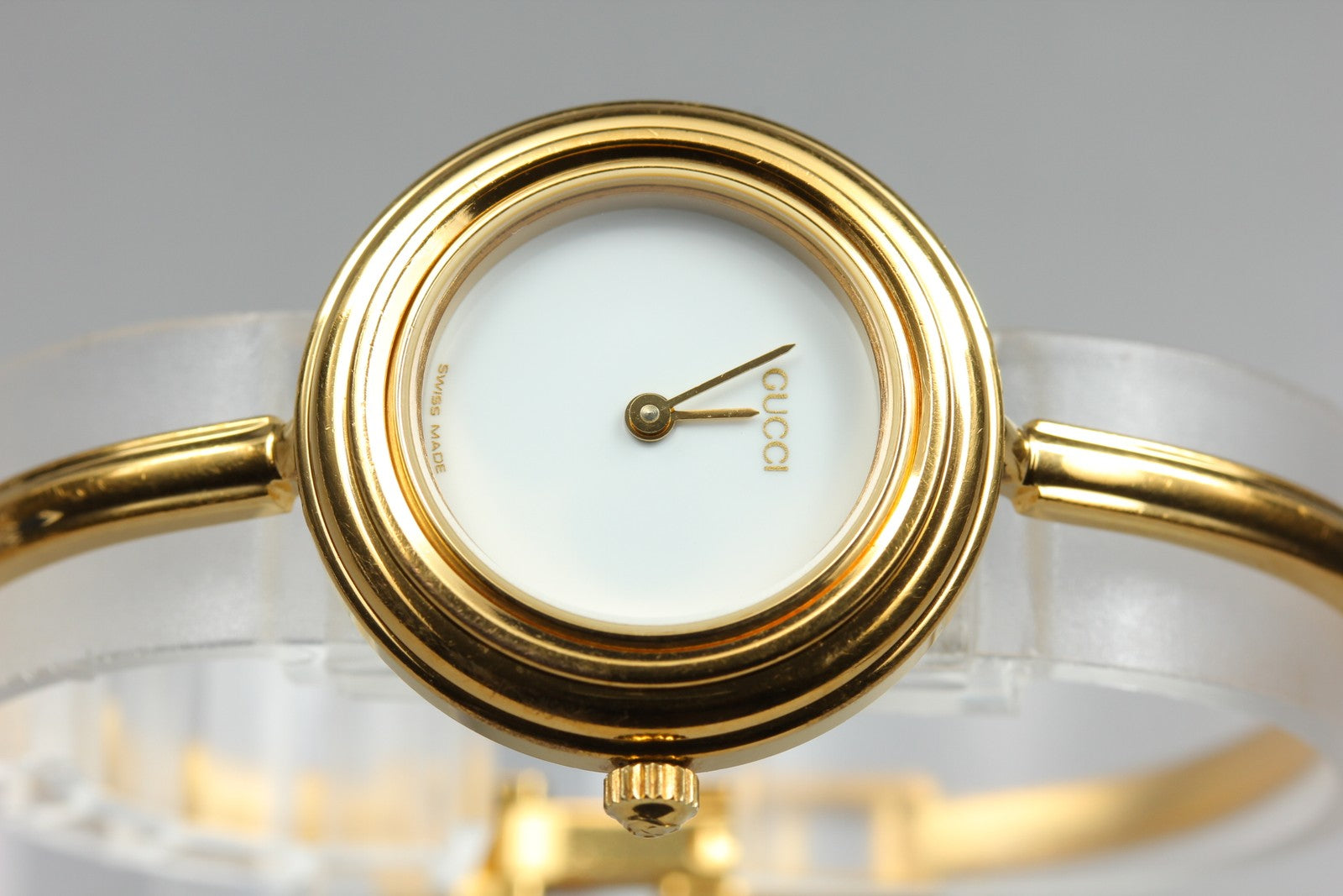 [Overhauled] Gucci Change Bezel 11/12.2 Gold Bangle Women's Quartz Watch Vintage
