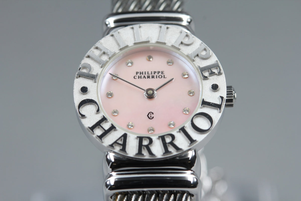 PHILIPPE CHARRIOL St.Tropez Pink 12P Stones 6009908 24mm Qz Women's Watch [Box]