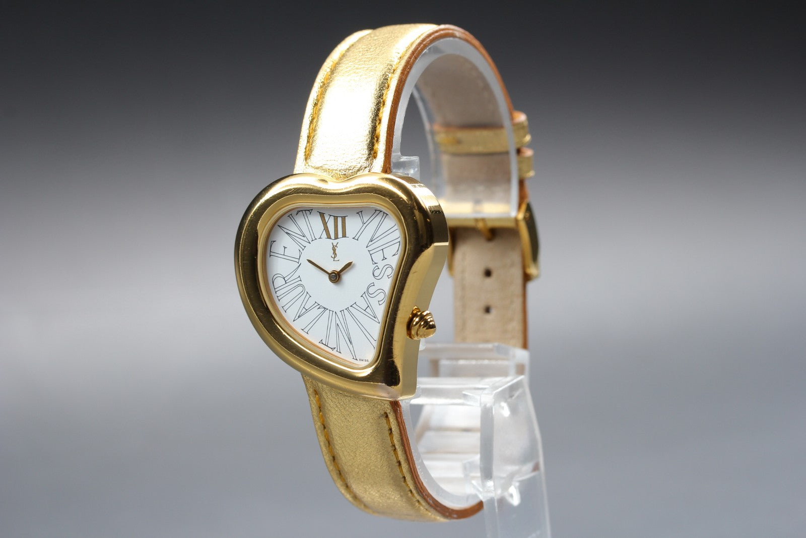 Yves Saint Laurent Heart Gold White Dial 31mm Women's Watch Quartz [w/Box]