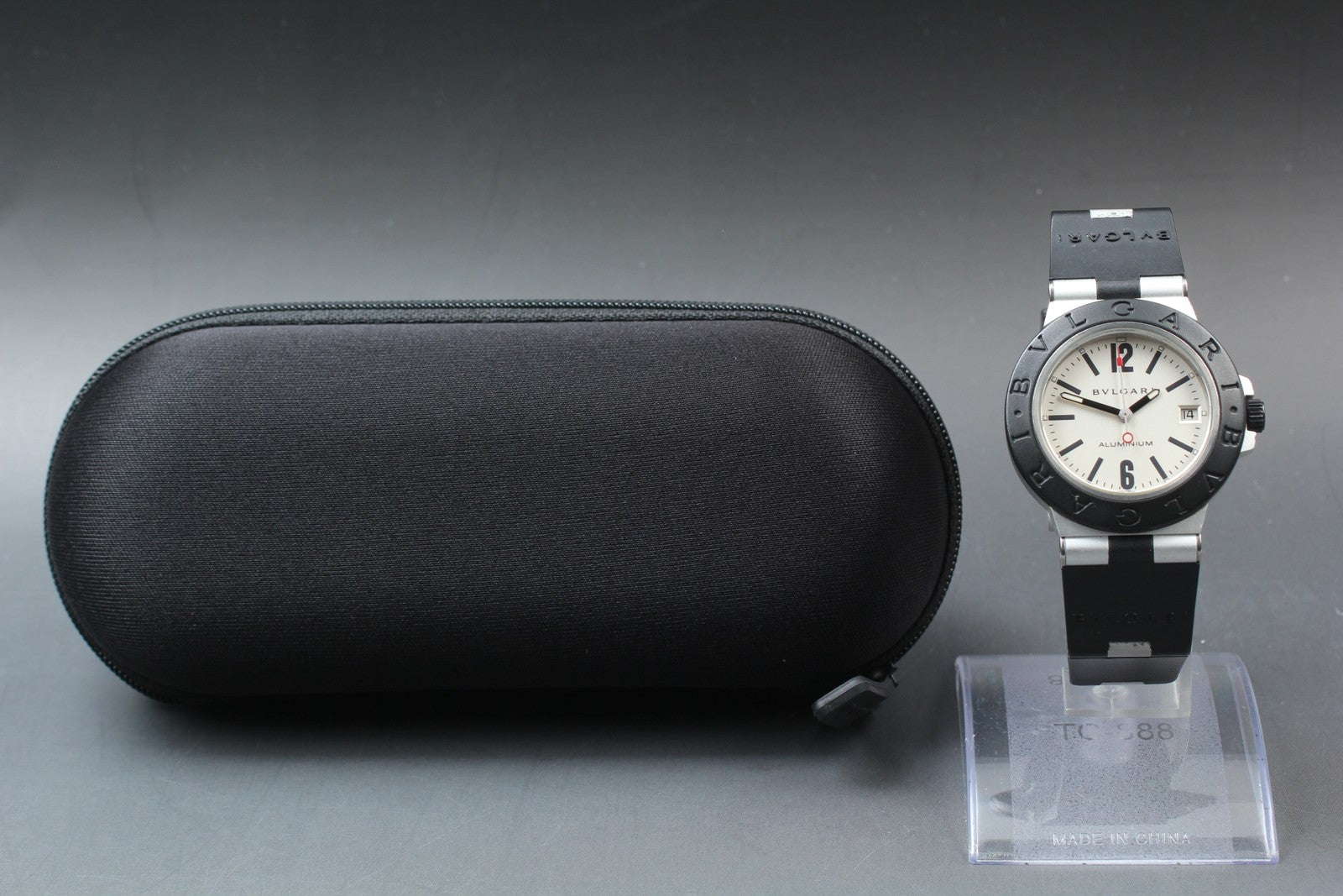 BVLGARI Aluminum AL38TA Silver Dial Date Automatic Men's Watch 38mm JAPAN Exc+5