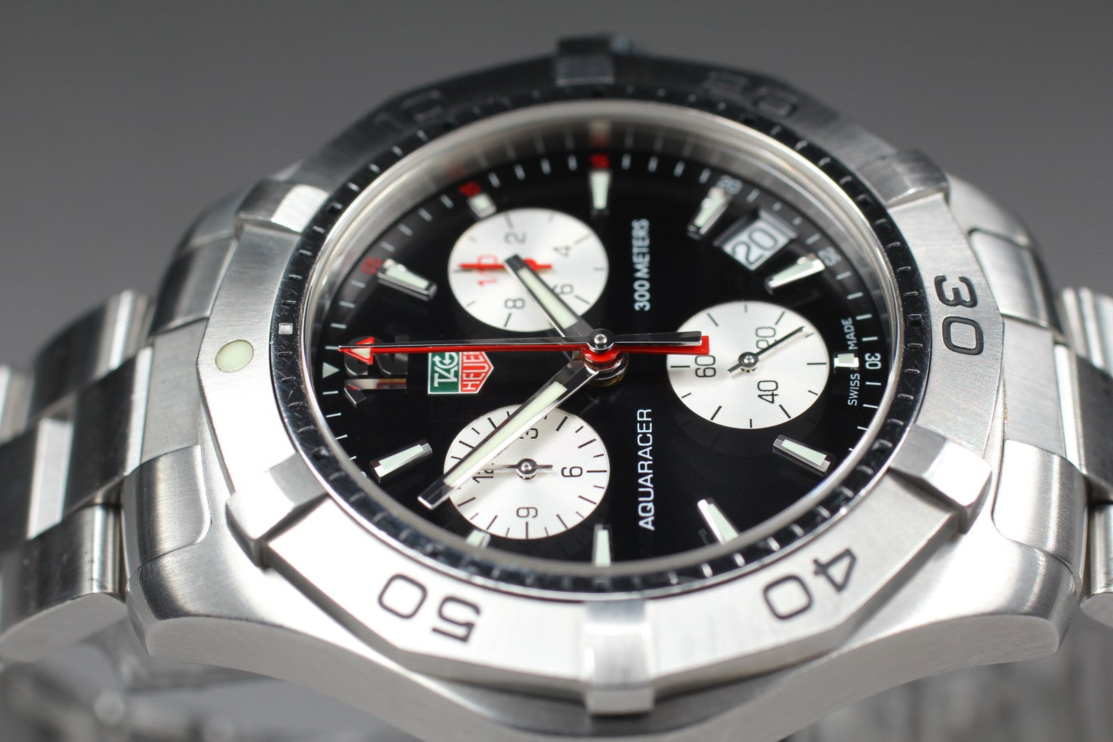 Box Tag Heuer Aquaracer CAF1110 Chronograph Black Quartz Men's Watch 42mm JAPAN