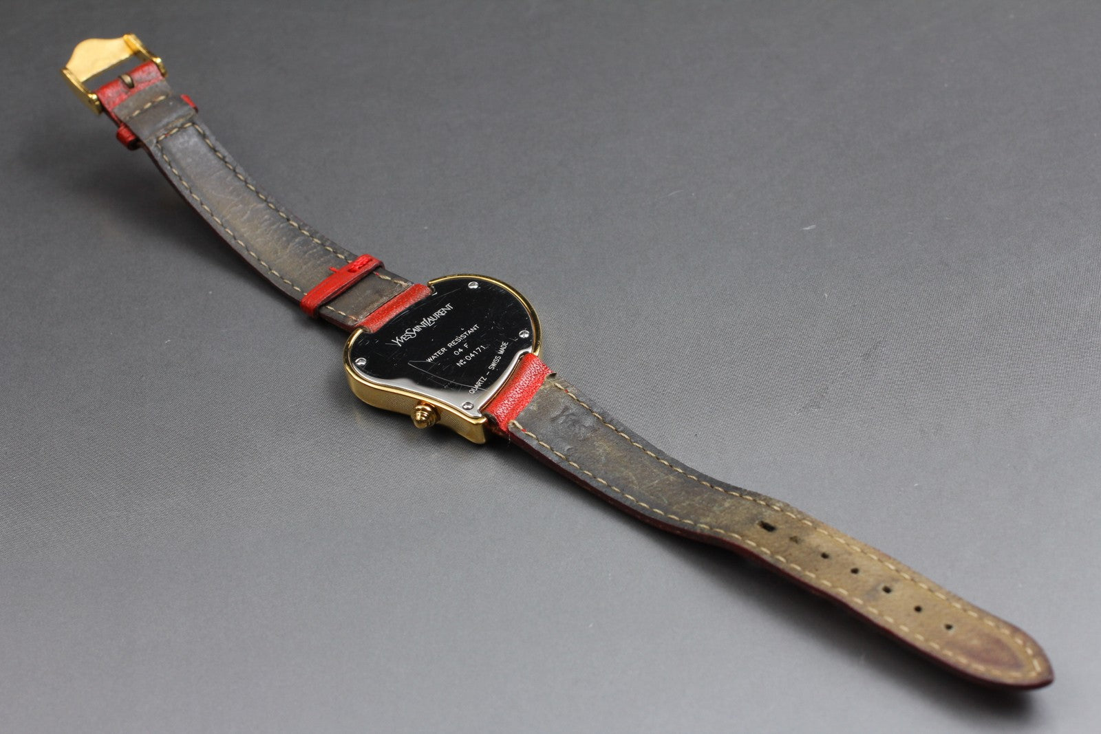 Overhauled [Exc+4] Yves Saint Laurent Heart Gold Red 30mm Women's Watch Quartz