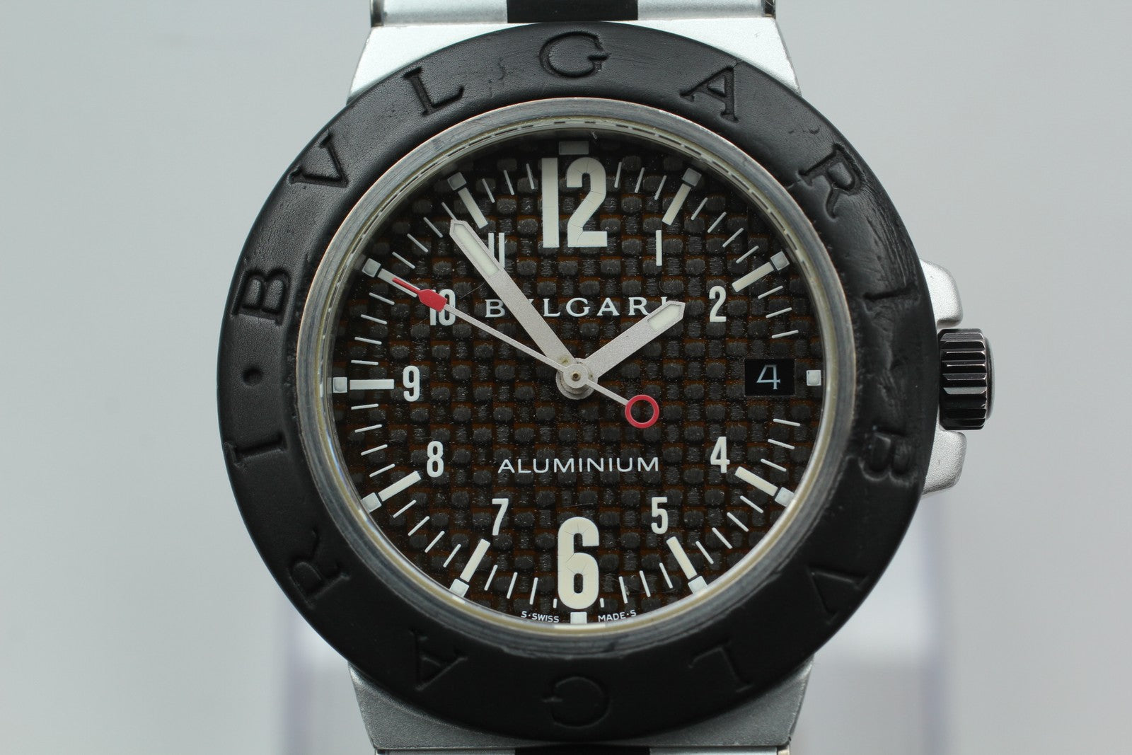 overhauled BVLGARI Aluminum AL38TA Black Men's Automatic Watch 38mm JAPAN Box