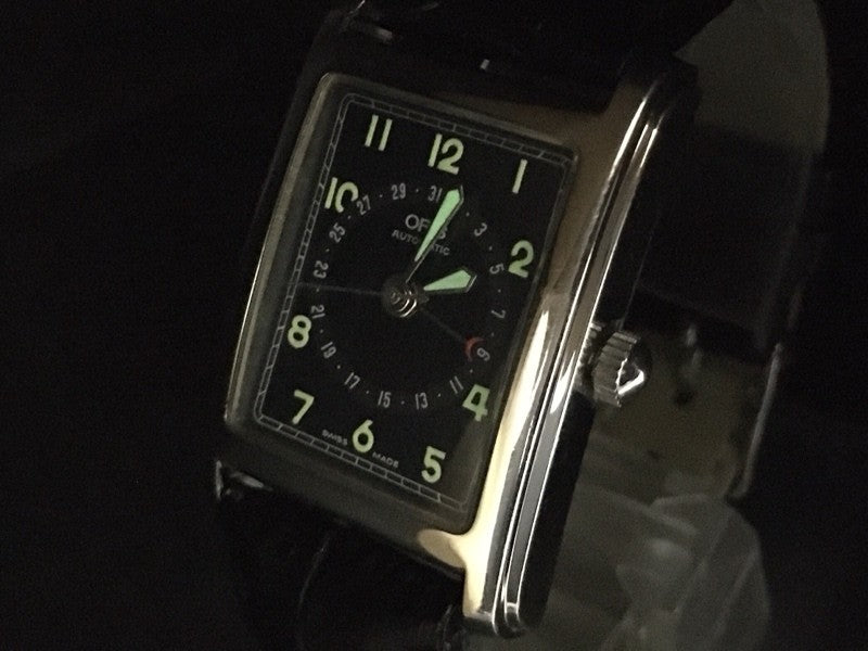 ORIS Rectangular Pointer Date B7460 Automatic Black Women's Watch 26mm JAPAN