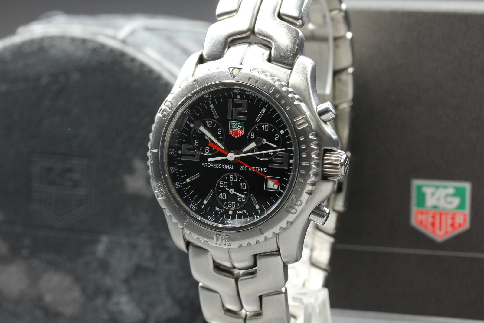 TAG HEUER Link CT1111 Quartz Chronograph Black Men's Watch 40mm JAPAN Box