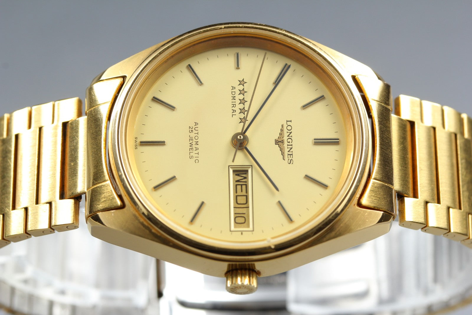 LONGINES Admiral 5 Star L7.634.2 Automatic Gold Day/Date Men's Watch 33mm JAPAN