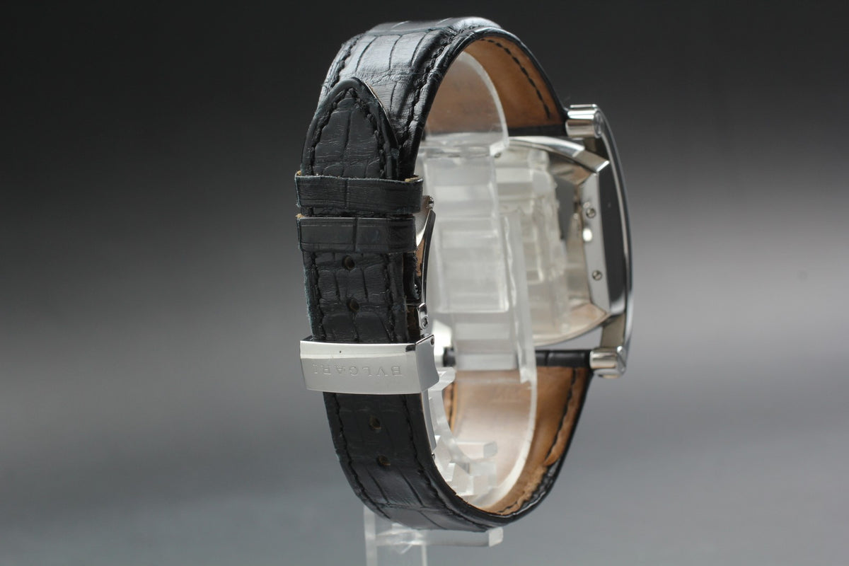 BVLGARI Assioma AA44S Black Dial Automatic Date Men's Watch 34mm From JAPAN Box