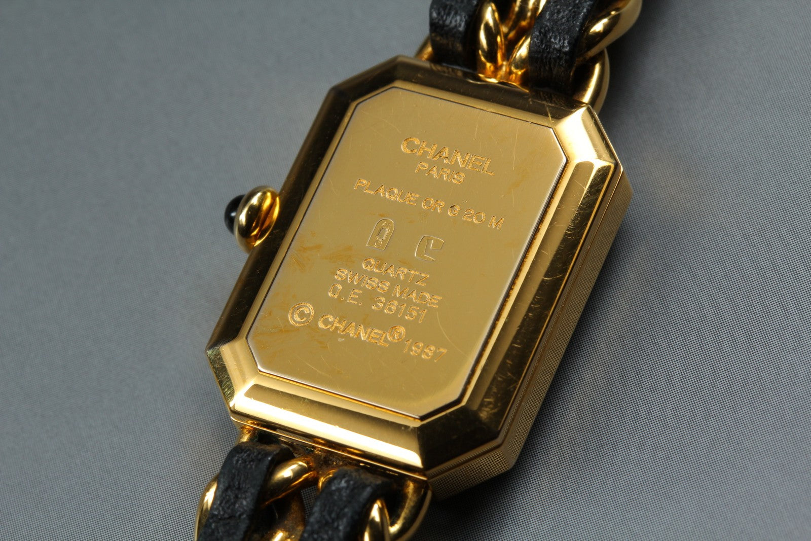 [Overhauled] CHANEL Premiere L Size Black Dial Gold 20mm Quartz Womens Watch Box