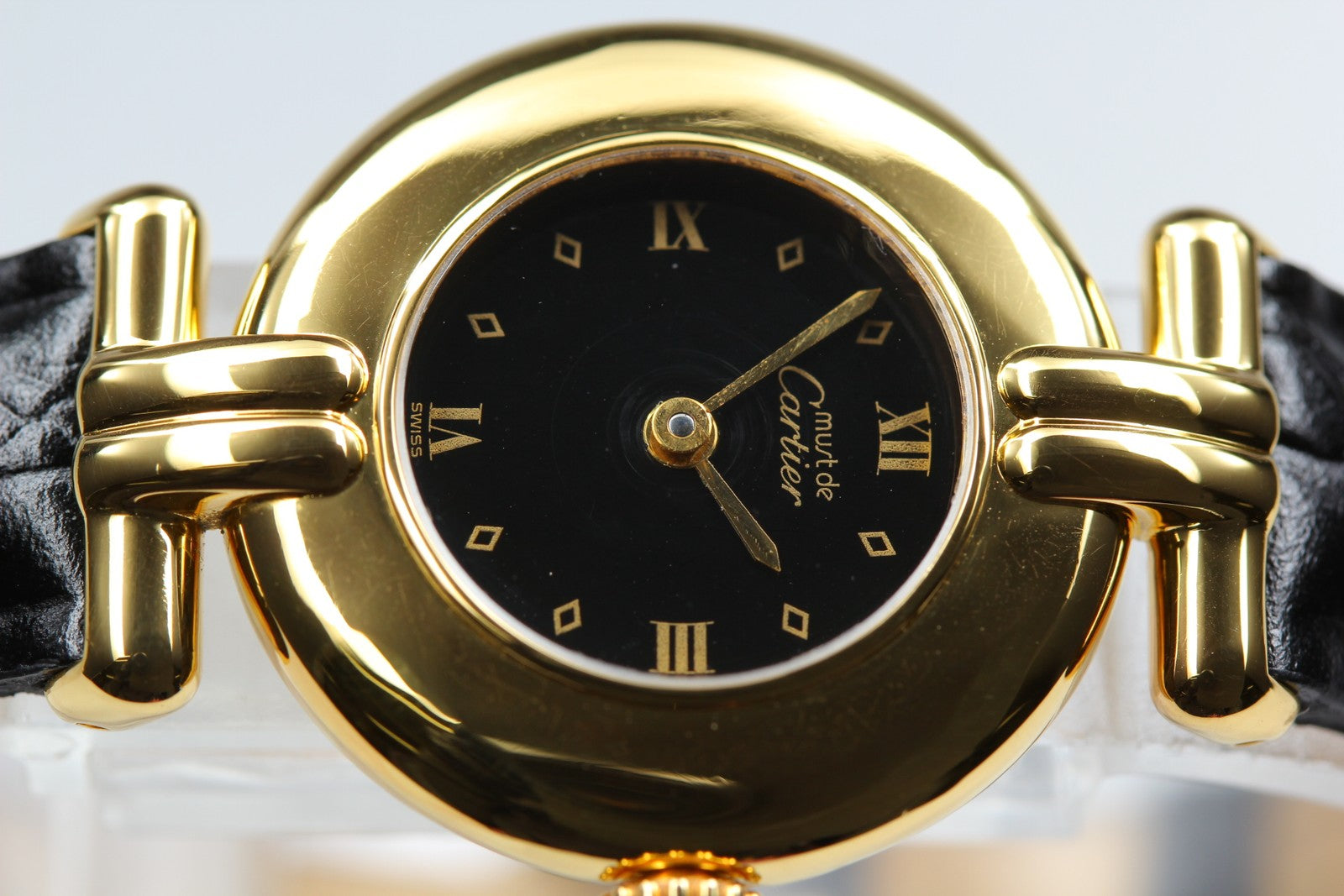 Cartier Must Colisee Vermeil 590002 Black Gold Women's Quartz Watch Vintage