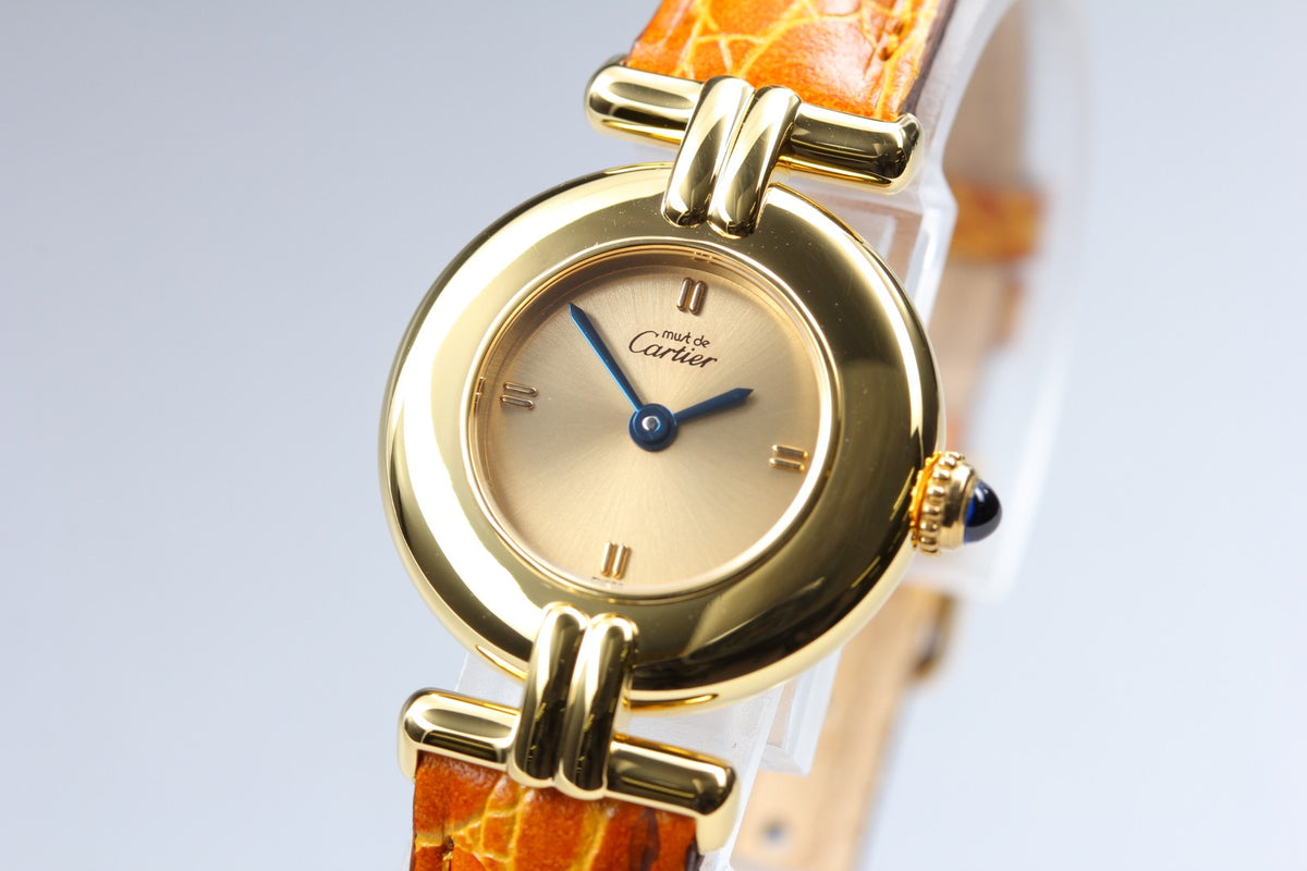 Cartier Must Colisee Vermeil 1902 Gold Women's Quartz Watch Vintage [Pouch]