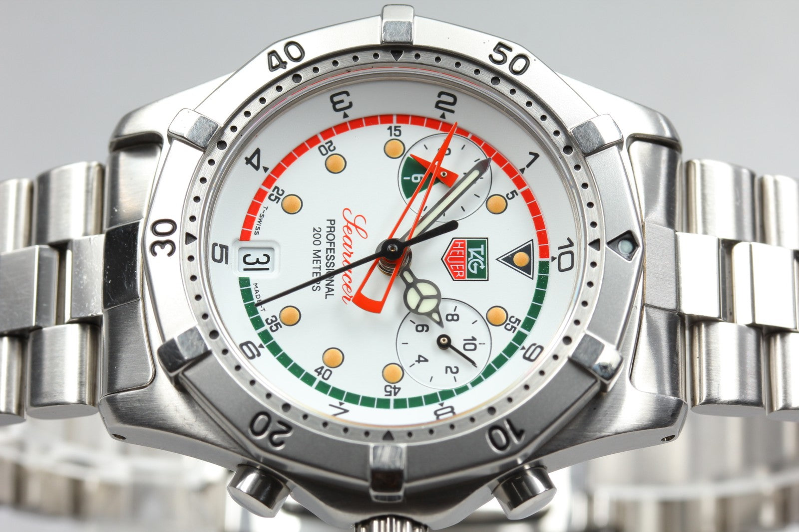 TAG HEUER Regatta CK111R Chronograp Quartz White Dial Men's Watch 39mm JAPAN Box