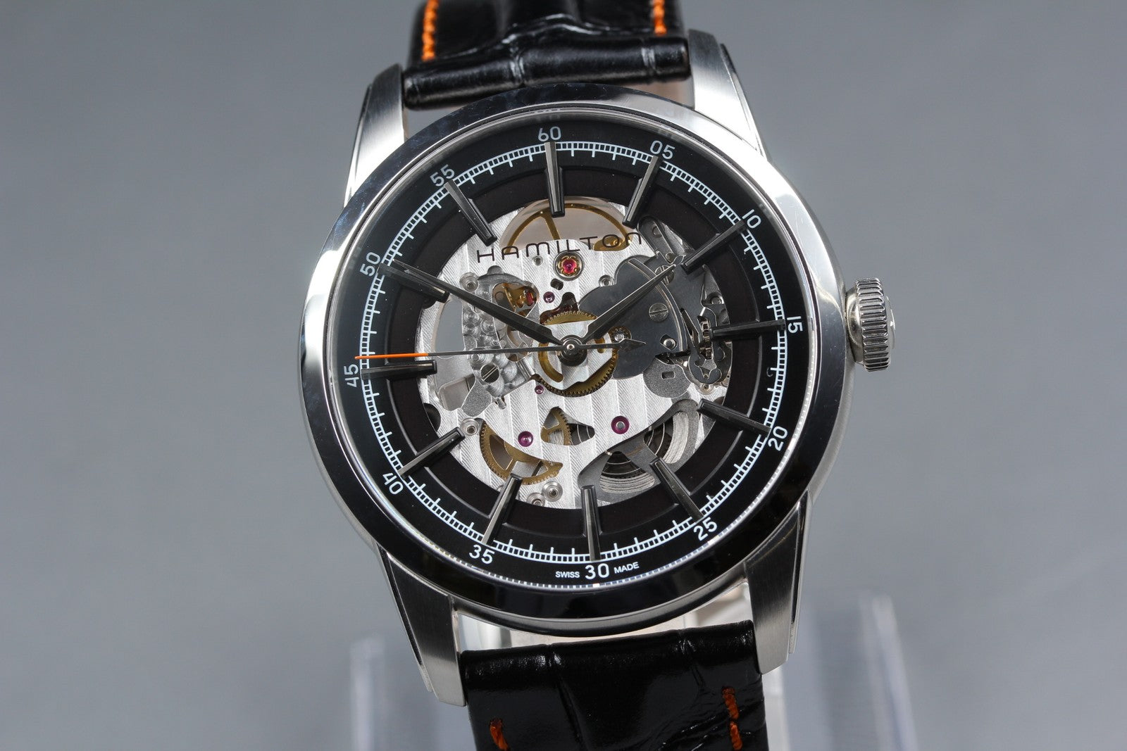 HAMILTON RAIL ROAD H406550 SKELETON 41mm Black Automatic Men's Watch [Box]