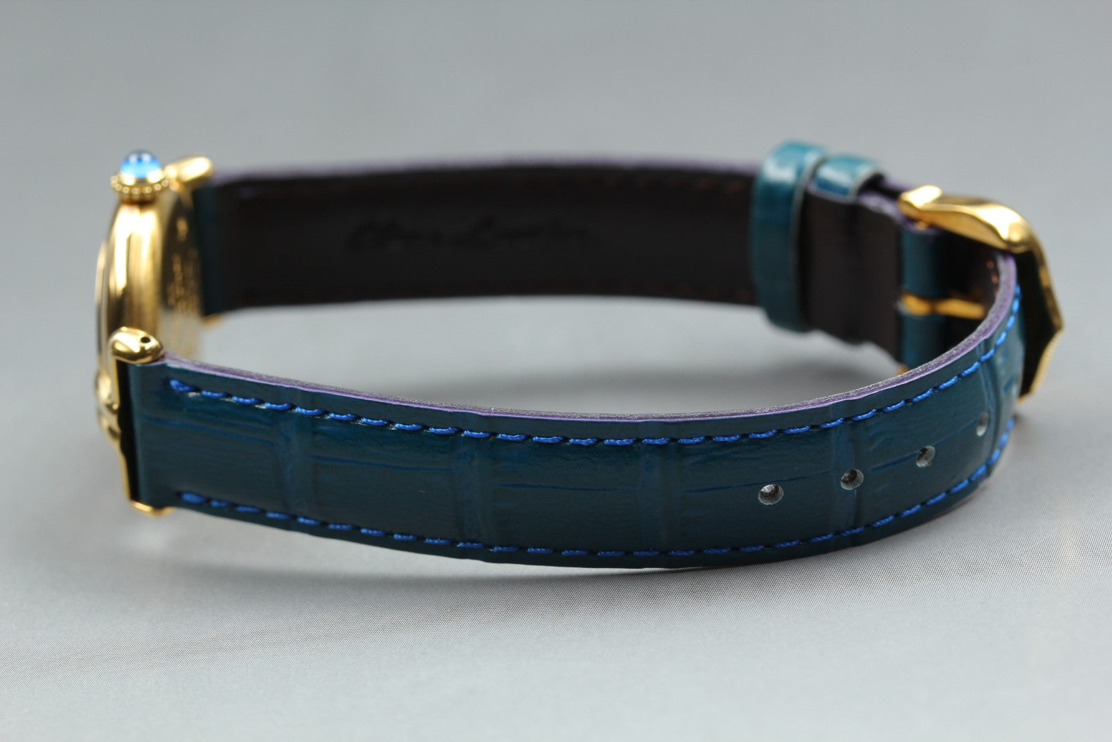 Vintage [ Near MINT- ] Cartier Must Colisee Vermeil 590002 Blue Women's Qz Watch