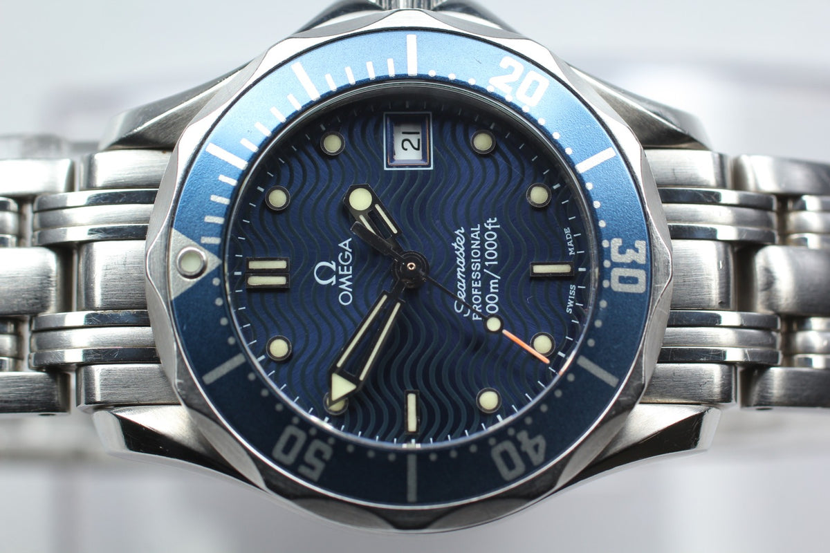 New Batt OMEGA Seamaster Cal.1424 Quartz Blue Women's Watch 28mm JAPAN Box