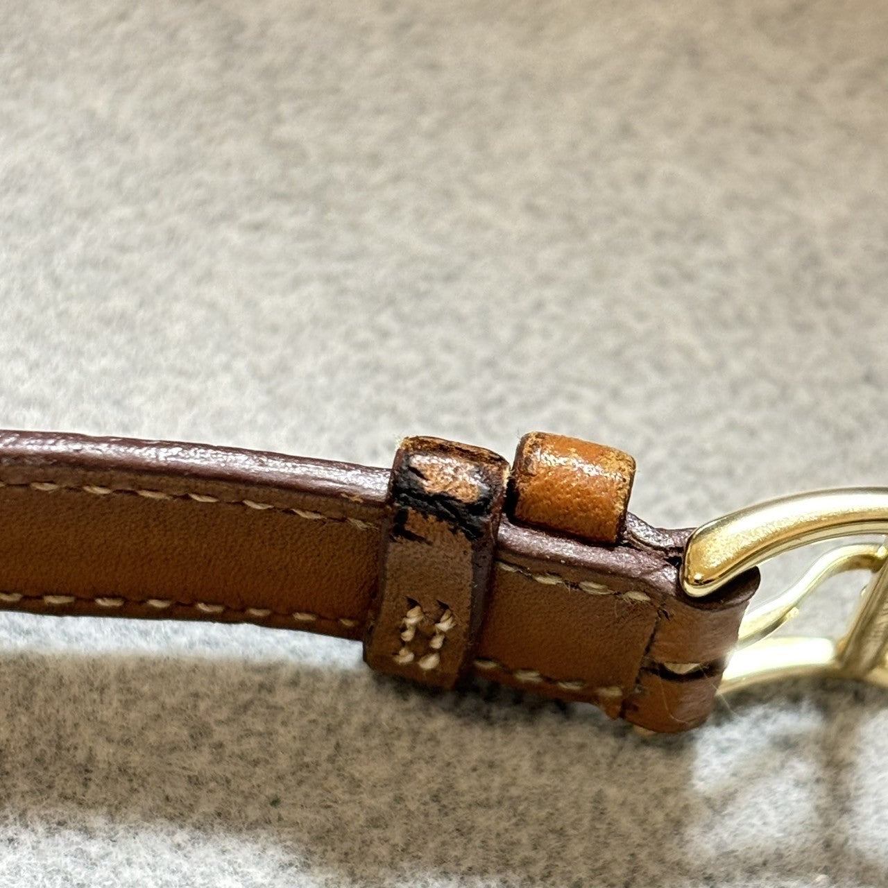 [Exc+4 Box] HERMES H Watch HH1.201 Gold Brown  "L" Woman's Watch Quartz JAPAN