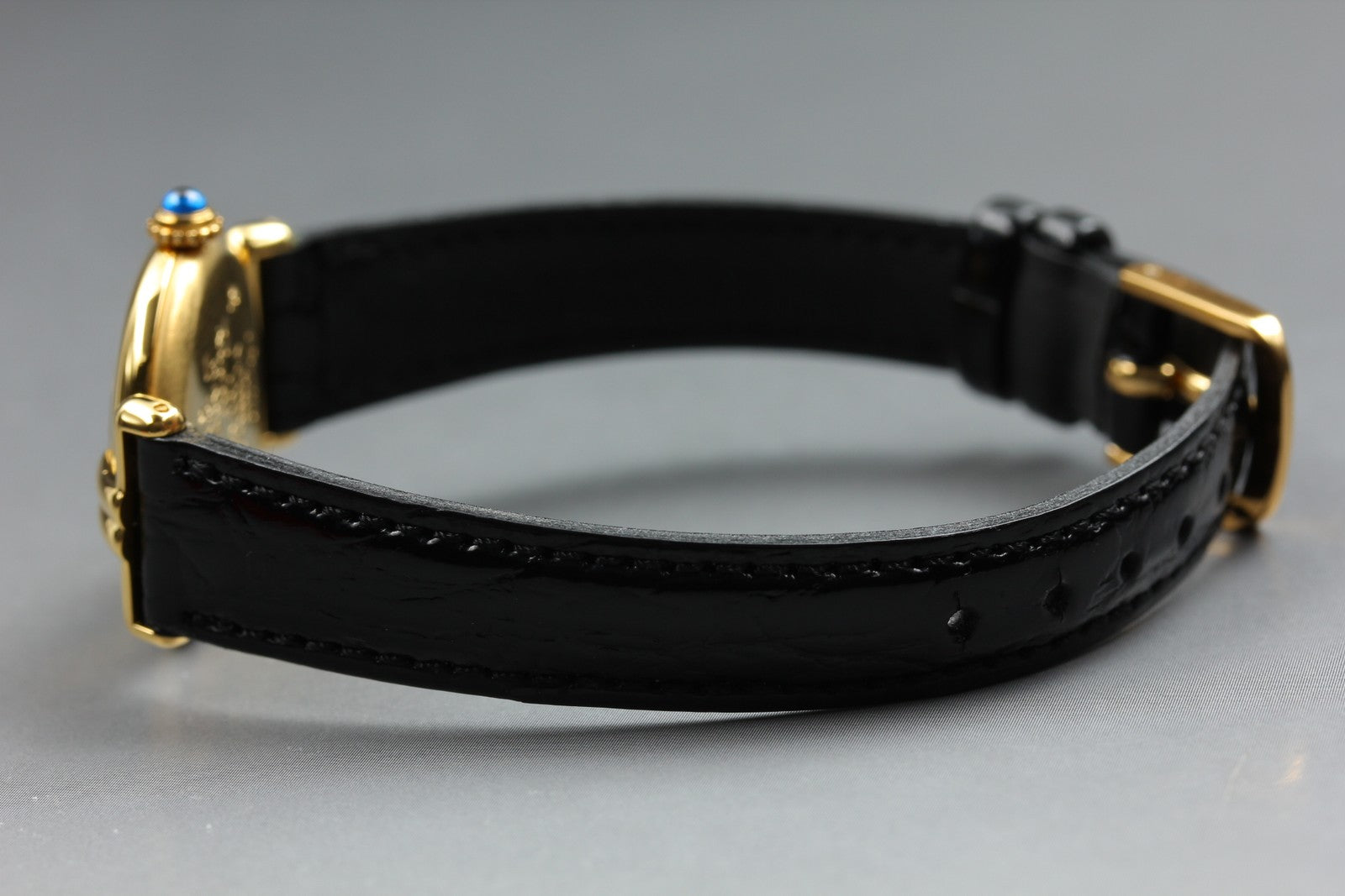 Vintage Cartier Must Colisee Vermeil 590002 Black Gold Women's Qz Watch [Box]