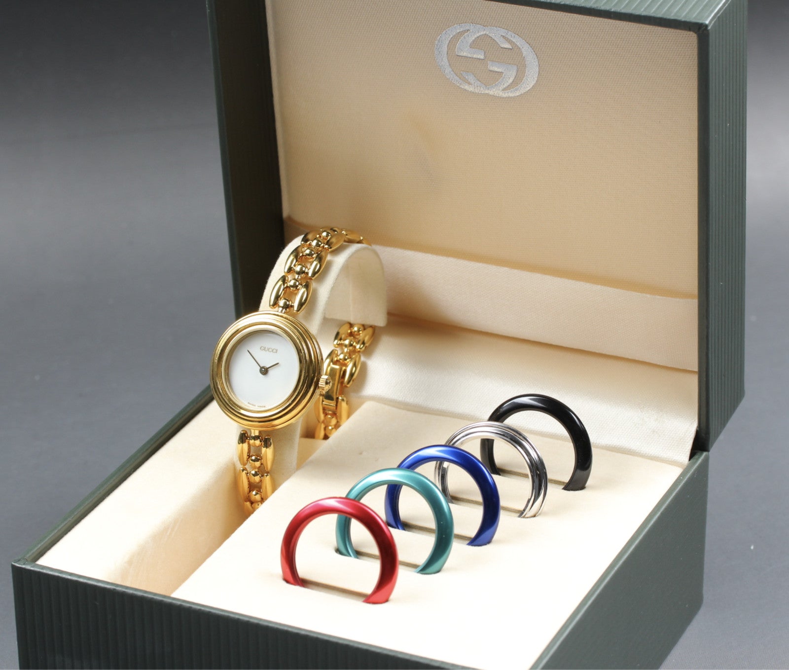 Vintage Gucci Change Bezel 11/12.2 6 Colors Gold Women's Quartz Watch [Box]