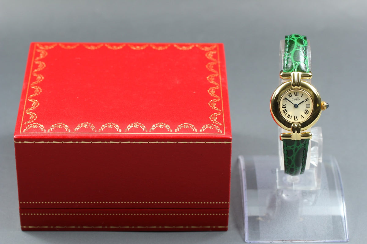 Cartier Must Colisee Vermeil 590002 Green Gold Women's Qz Watch Vintage [Box]