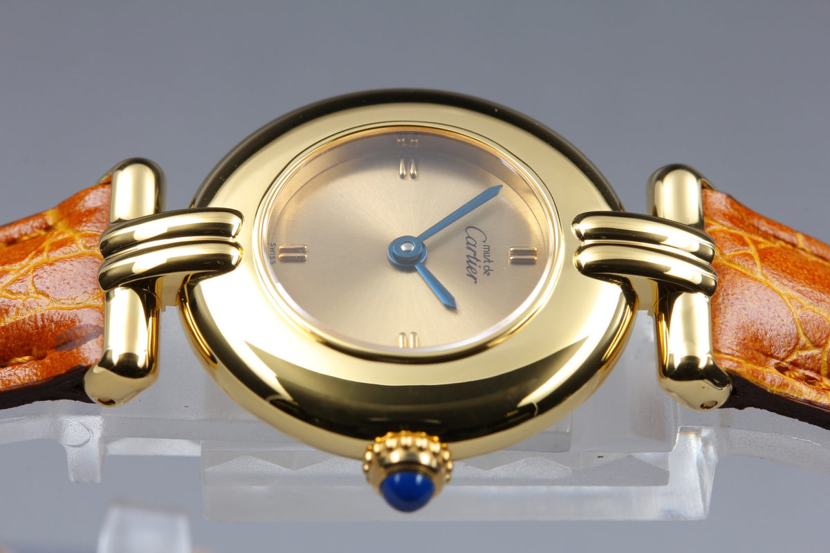 Cartier Must Colisee Vermeil 1902 Gold Women's Quartz Watch Vintage [Pouch]