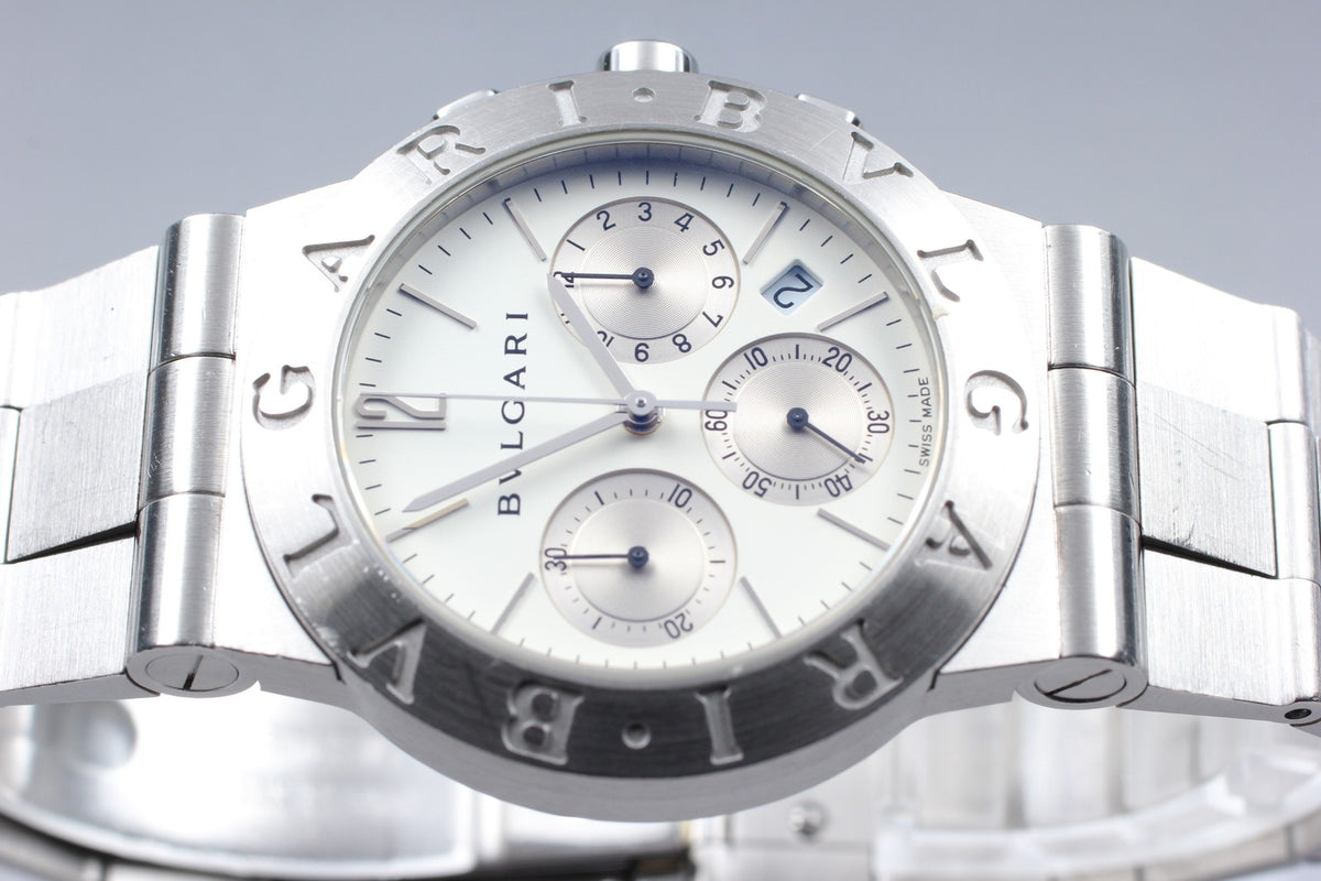 overhauled BVLGARI Bvlgari Diagono CH35S White Quartz Men's Watch 36mm JAPAN Box