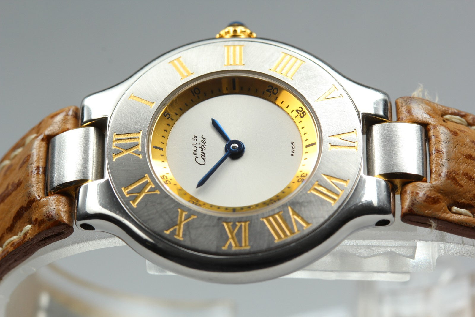 Exc+5 Box Cartier Must de Cartier 21 1340 Brown Silver 27mm Women's Quartz Watch