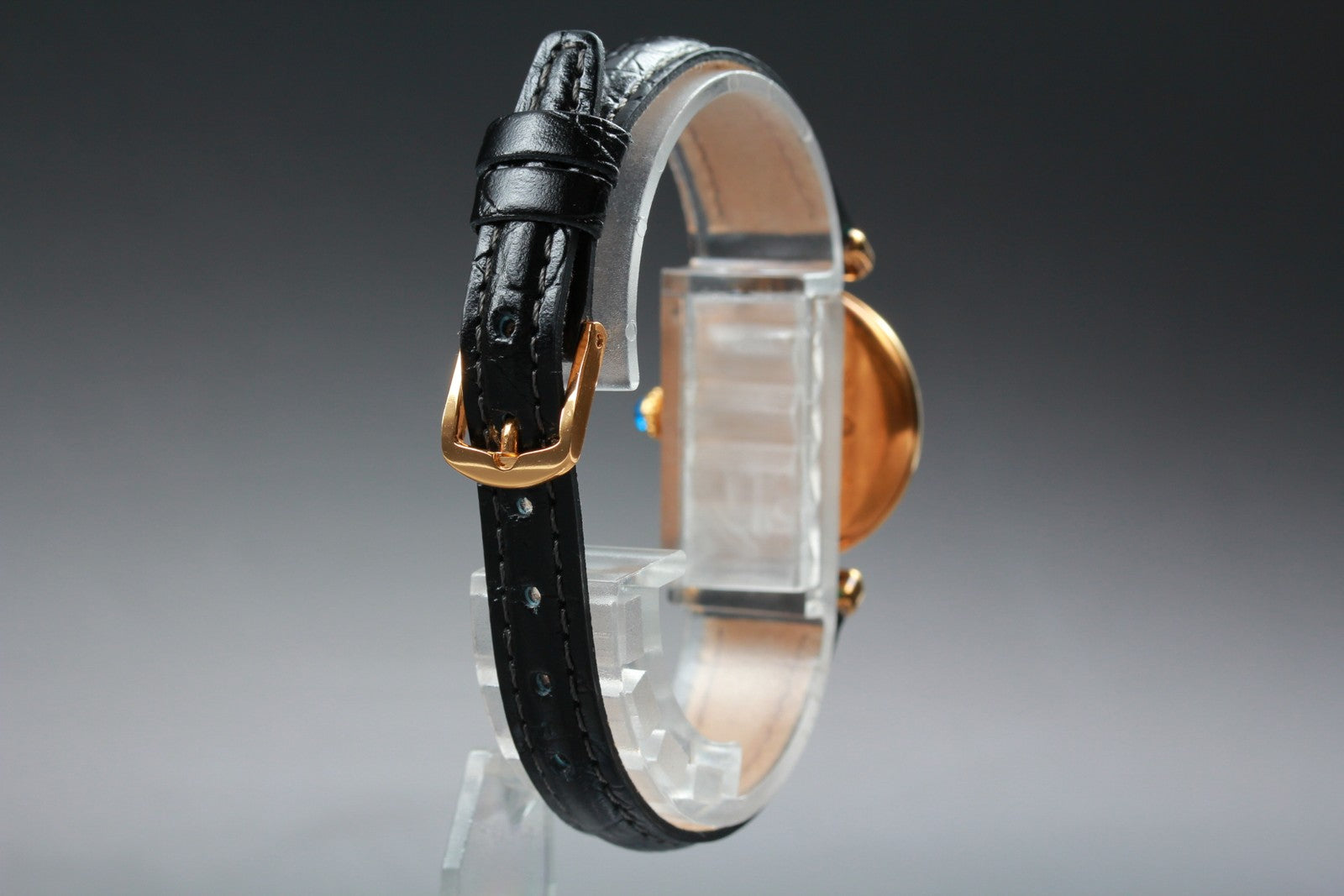 Vintage [w/Box] Cartier Must Colisee Vermeil 590002 Black Women's Quartz Watch