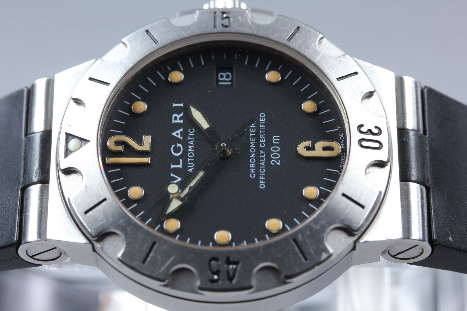 Exc+5*Box BVLGARI Diagono Scuba SD38S Black Automatic Men's Watch 38mm JAPAN