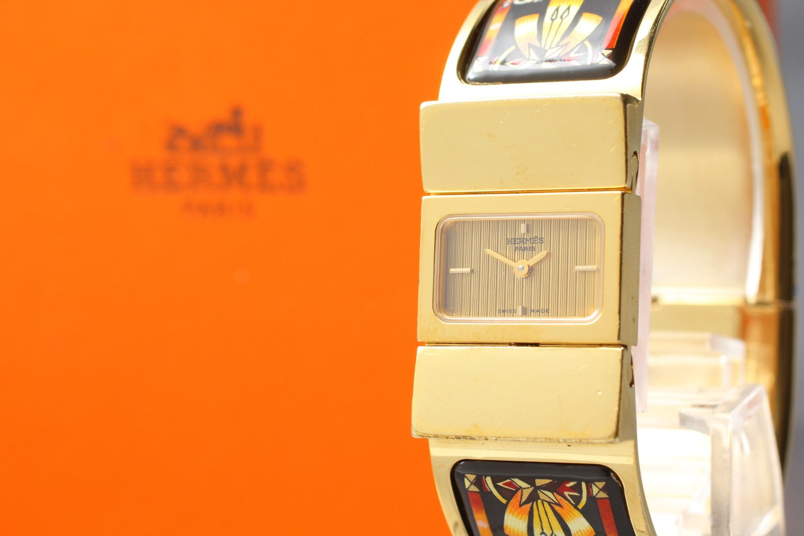 Vintage [Exc+5 Box] HERMES Loquet L01.201 Gold 19mm Womans Quartz Watch