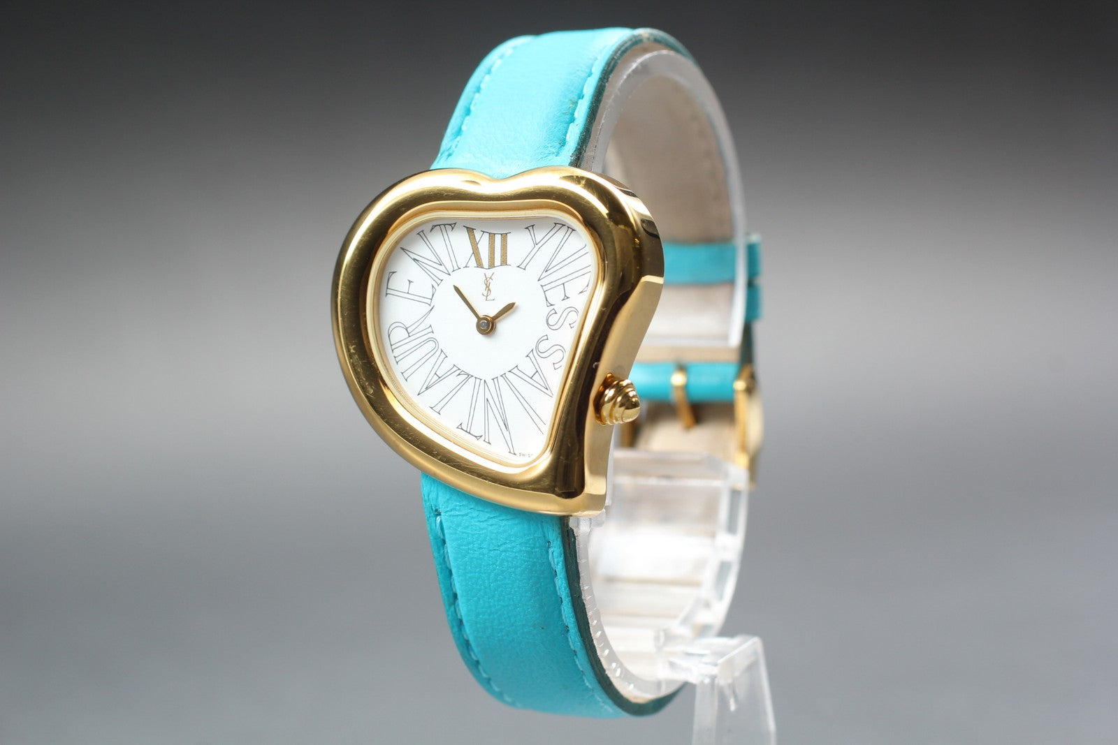 [Exc+5 Box] Yves Saint Laurent Heart Gold Turquoise 30mm Women's Watch Quartz