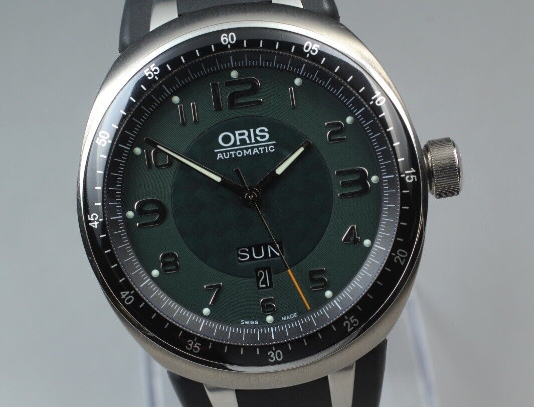 [Near MINT-] ORIS TT3 7589 Day Date Titanium Green Automatic Men's Watch JAPAN